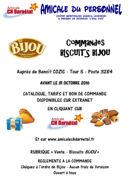 Commandes BISCUITS BIJOU - Amicale du Personnel Hospitalier