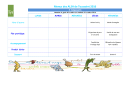 Menus des ALSH de Toussaint 2016 - Fournes-en