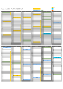 Calendrier 2016 - RAMJAM POKER CLUB