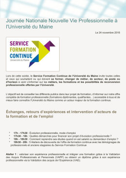 Journée Nationale Nouvelle Vie Professionnelle à l`Université du