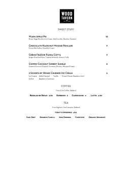 Dessert Menu - Wood Tavern