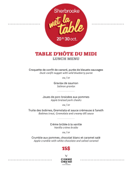 Menu midi - Sherbrooke met la table