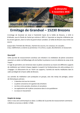 Journée de ressourcement Ermitage de Grandval
