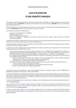 Avis d`ouverture d`une enquête publique