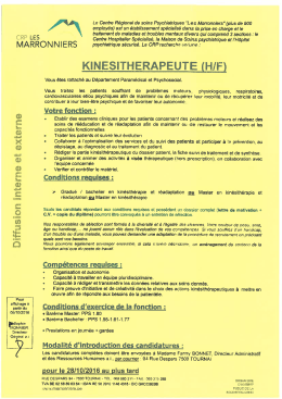 candidature Kin&eacute;sith&eacute;rapeute