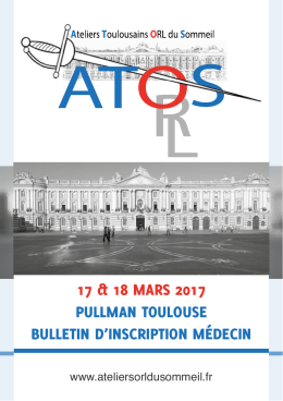 Inscription - Ateliers Toulousains ORL du Sommeil