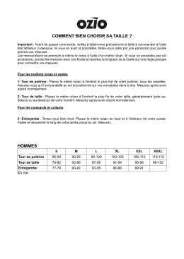 Guide de taille Hommes Hiver