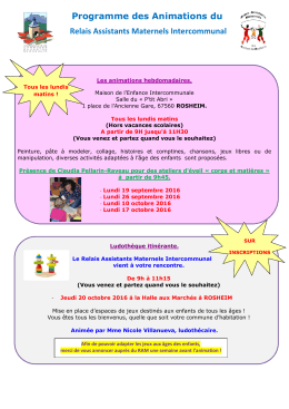 Programme des Animations