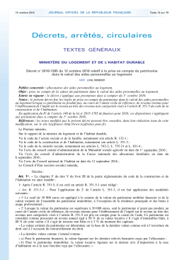 Le d&eacute;cret publi&eacute; au Journal Officiel 16/10/2016l