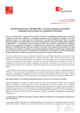CDC Biodiversit&eacute; lance &laquo; NATURE 2050