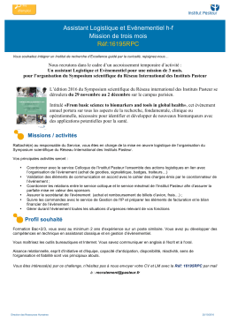 16195RPC-Assistant Logistique et Ev&egrave;nementiel h/f