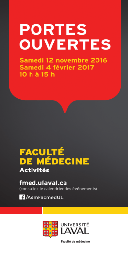 Horaire des activités de la Faculté