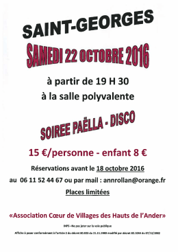 Soirée PAELLA – DISCO - Mairie de Saint