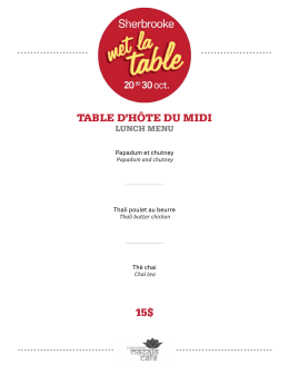 Menu midi - Sherbrooke met la table