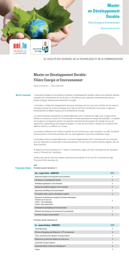 Master en D&eacute;veloppement Durable