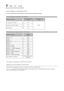 Tarifs de vente, abonnement et location des compteurs