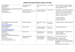 AGENDA SEJOURS NATURELS JUSQU`A FIN 2016