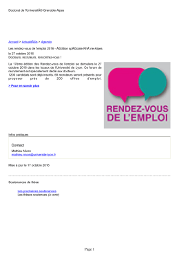 Les rendez-vous de l`emploi 2016