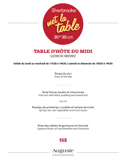 Menu midi - Sherbrooke met la table