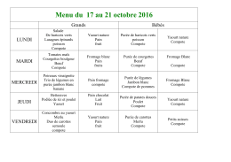 Menus du 17 au 21 octobre 2016