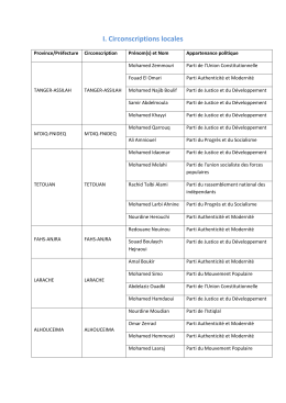 I. Circonscriptions locales
