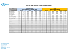 Liste des gares et heures d`ouverture des guichets