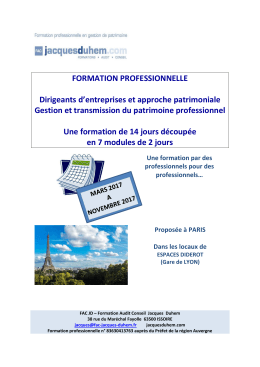 FORMATION PROFESSIONNELLE Dirigeants d`entreprises et