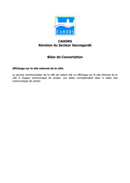 CAHORS Révision du Secteur Sauvegardé Bilan de Concertation