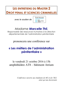 Les entretiens du Master 2 Droit pénal et sciences criminelles