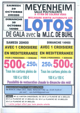 Loto du 29 et 30 octobre