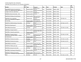 Calendrier des examens du premier semestre