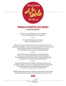 Menu midi - Sherbrooke met la table