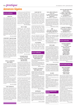Les annonces l&eacute;gales du 20 octobre 2016, page 1