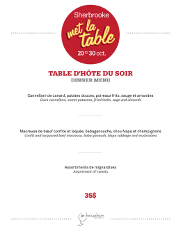 35$ table d`hôte du soir - Sherbrooke met la table