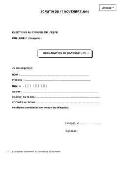 Declaration candidature College F