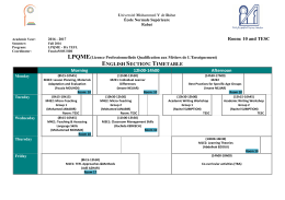 Room: 10 and TESC ENGLISH SECTION: TIMETABLE Morning