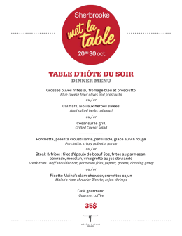 Menu soir - Sherbrooke met la table