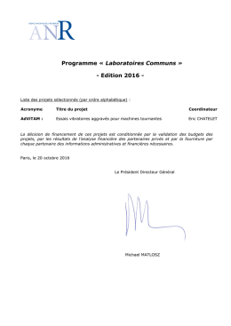 Programme « Laboratoires Communs » - Edition 2016 -