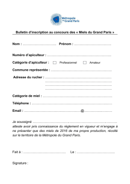 Bulletin d`inscription - Métropole du Grand Paris