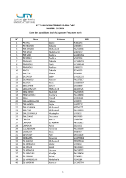 Liste des candidats invit&eacute;s &agrave; passer l`examen &eacute;crit du Master
