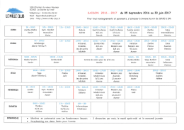 planning activit&eacute;s