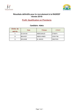 Profil: Qualification en Plomberie Résultats définitifs pour le