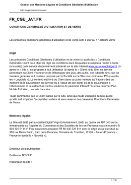 Conditions Générales d`Utilisation