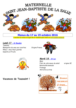 Menus du 17 au 19 octobre 2016