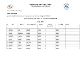 Liste des candidats admis au Concours de Doctorat 2016