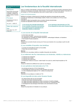 Les fondamentaux de la fiscalité internationale