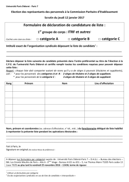 Formulaire de déclaration de candidature de liste