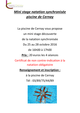 Mini stage natation synchronisée piscine de Cernay