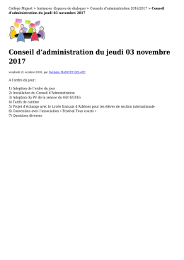 Conseil d`administration du jeudi 03 novembre 2017