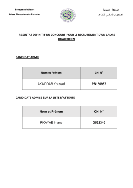 liste des candidats retenus pour passer l`epreuve ecrite pour le